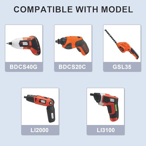 Solopen Carregador de fonte de alimentação de 9V compatível com chave de fenda sem fio Black and Dec