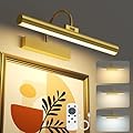 VOLISUN Picture Lights for Wall, 13 inch Rechargable Picture Light Battery Operated, 3 Color Temperatures Cordless Picture Light with Remote, Art Light for Paintings, Gallery, Portrait, 1 Pack (Gold)