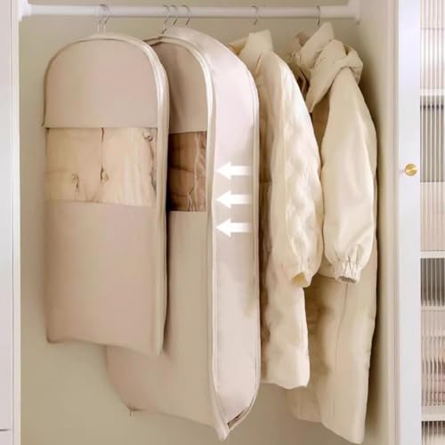 Space Saving Hanging Garment Bag with Self Compression Zipper, Space Saver Closet Organizer, Dust-Proof Coat Storage Bags for Wardrobes, RVs, and Small Apartments (Pink-Medium-1PC)2