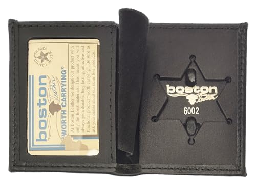 BOSTON LEATHER BOOK STYLE BADGE WALLET: 6 Point Star Cutout (150-S-6002)