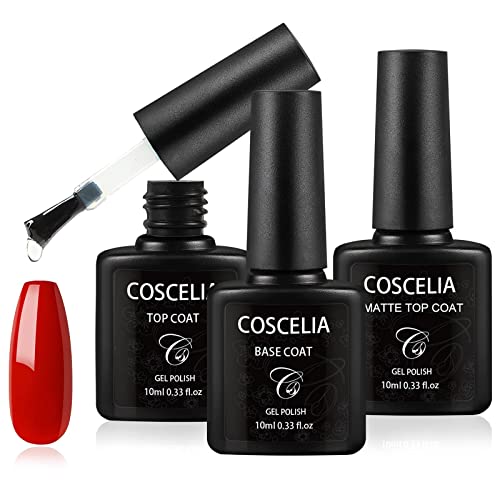 Coscelia 10ml Base Coat Top Coat mit Matte Top Coat für UV Gel Nagellack Unterlack & Überlack Set für alle Serien von UV Gellack Cover