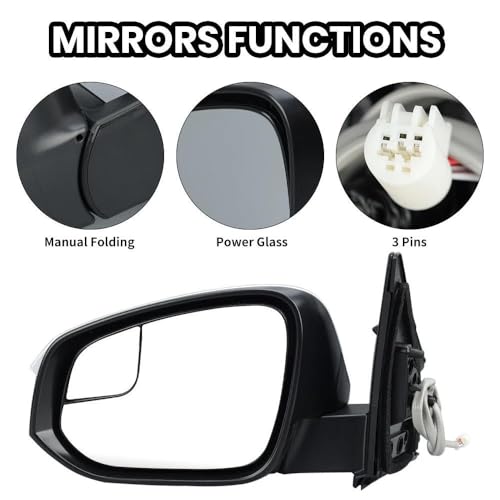 Rétroviseur latéral résistant aux chocs pour Toyota RAV4 version US blanc perle - 3