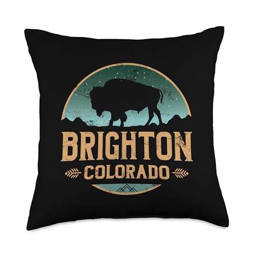 Brighton Colorado CO Buffalo Bison Throw Pillow