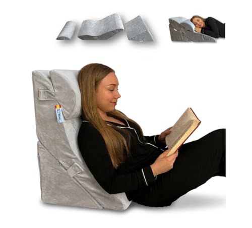 Almofada encosto para cama e sofá de 3 peças, multiposição, certificada OEKO Tex e certificado, almofada de leitura para cama, cunha anti-refluxo para adultos, Wedge Pillow, almofada de leitura, almofada de unha, capa lavável.