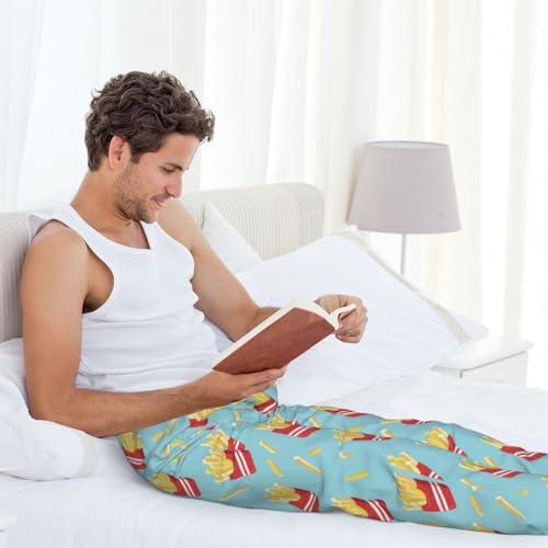 Pajama Pants Men - Cute Fries Light Blue Men's Pajama Bottoms, Mens Cotton Pajama Pants3