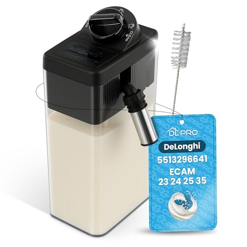 DL-pro Milchbehälter mit Deckel für DeLonghi 5513296641 kompatibel nur mit ECAM 23.466/24.467/25.462/25.467/350.55/350.75/352.55 inkl. Reinigungsbürste
