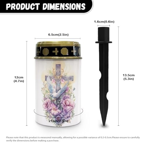 Image of Cross and Peace Dove Light for Prayer Cemetery Solar Lights for Grave Cemetery Decor Candle Lamp Waterproof Solar Power Light Eternal Lights for Graves Cemetery Memorial Gift 2 PCS