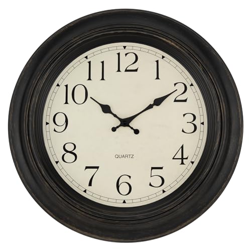 Image of Foxtop Large Wall Clock 18 Inch Silent Non Ticking Battery Operated Classic Vintage Retro Wall Clock Decorative for Living Room Kitchen Home Office (Bronze)