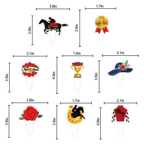 24Pcs Horse Derby Cupcake Toppers, Racing Horse Derby Party Supplies Cake Toppers, Race Horse Derby Cake Decorations, Race Horse Cake Toppers For Horse Derby Party #TOP2