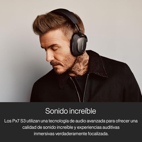 Miniatura 2 de Bowers & Wilkins Px7 S3 Auriculares Over-Ear Bluetooth, Cancelación de Ruido, Sonido Hi-Res, aptX Lossless, 30h Reproducción, 8 Micrófonos, Carga Rápida - Negro Antracita