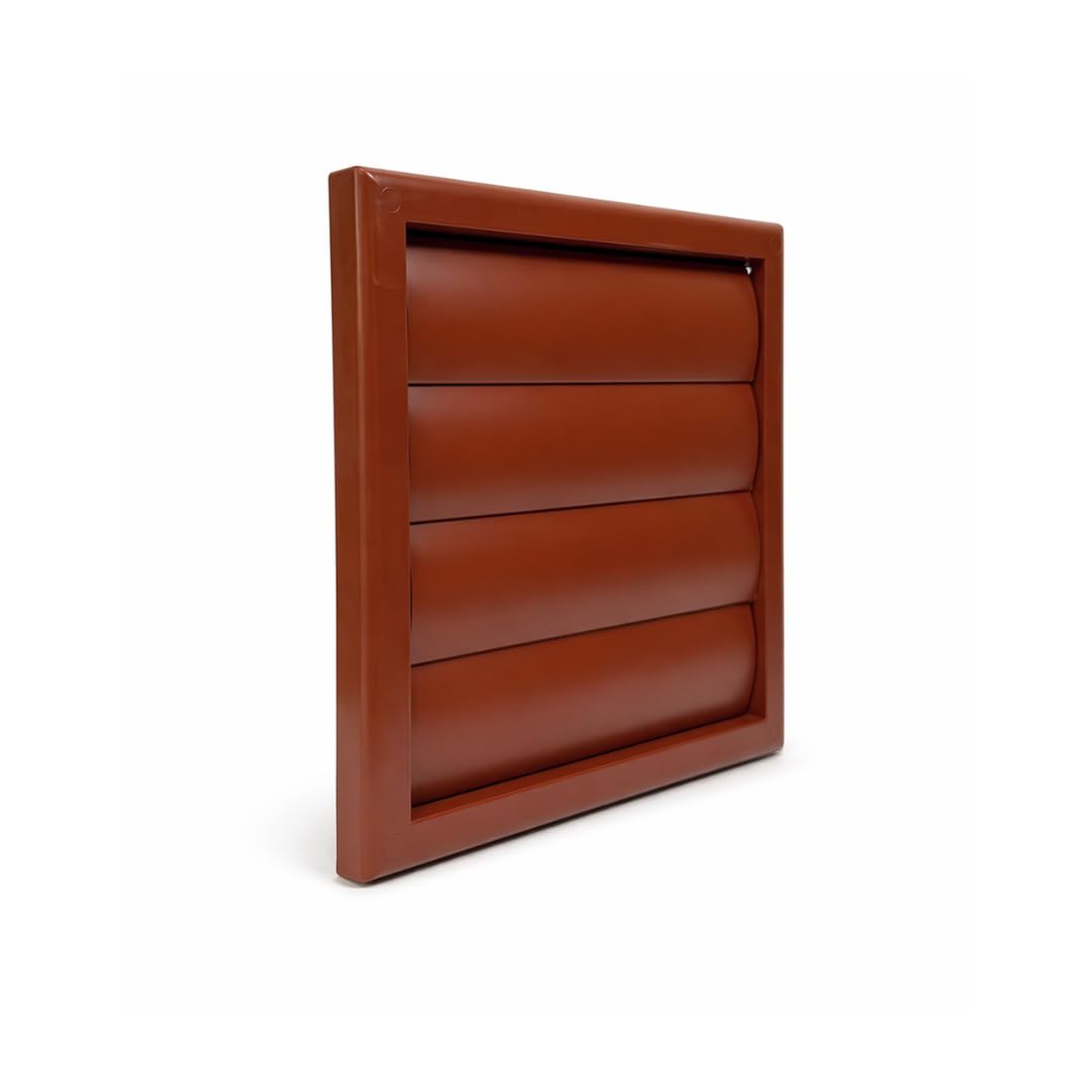 Fantronix Terracotta Gravity Shutter Wall Vent Grille – 125 Mm (5”) Rear Spigot, 185 X 185 Mm External Size With Non-Return Shutter For Ventilation & Heat Recovery