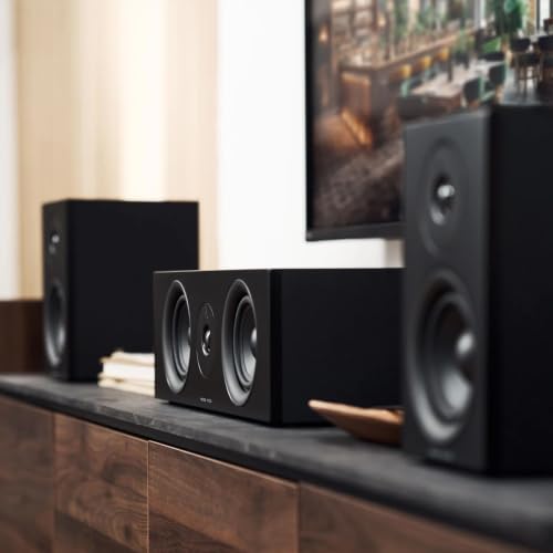 Image of Argon Audio Forus Center Channel Speaker for Home Theatre, Passive 2-Way Hi-Fi, Dual 4 Inch Woofers with Soft Dome Tweeter, 4 Ohm, Shelf Mount Centre Speaker, Black