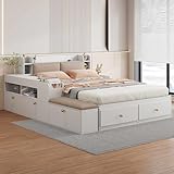 Photo Gallery komhtom letto bianco con un mobile laterale e un tavolino da comodino, letto matrimoniale con testiera e rete a doghe 140 x 200 letto portaoggetti con due cassetti (materasso non incluso) Photo Gallery komhtom letto bianco con un mobile laterale e un tavolino da comodino, letto matrimoniale con testiera e rete a doghe 140 x 200 letto portaoggetti con due cassetti (materasso non incluso)