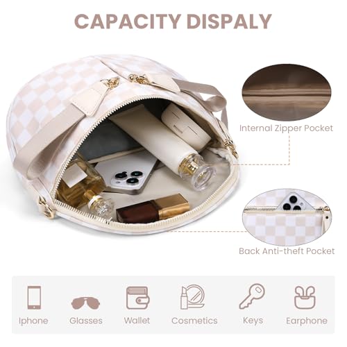 Image of hibear Checkered Crossbody Bag Spacious Bum Bags for Women Nylon Crossbody Fanny Packs Checkered Purse Belt Wallet