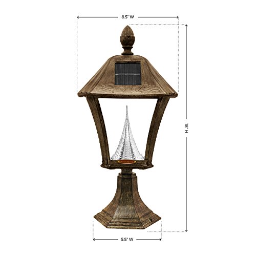 Gama Sonic GS-106FPW-WB Baytown Lamp Outdoor Solar Light, Pole Pier & Wall Mount Kits, Weathered Bronze - Thumbnail 4