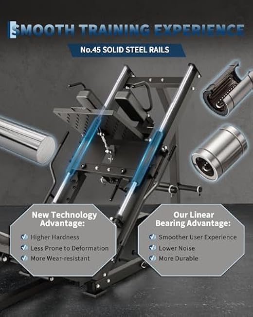 Garvee Leg Press Hack Squat Machine 2 in 1 Combo Workout Machine for Home Gym with Linear Bearing & Solid Steel Pipe, Lower Body Strength Training Equipment