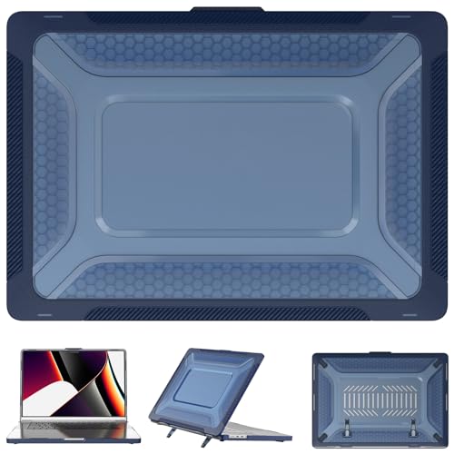 Coque MacBook Pro 16 antichoc bleue avec béquille pour modèles M1 M2 M3 M4