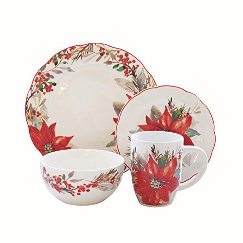American Atelier - Juego de vajilla roja - 16 piezas de gres colección de fiesta con 4 platos de ensalada de cena, 4 cuencos y 4 tazas, idea de regalo para cualquier ocasión Cover