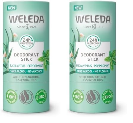 WELEDA Bio 24h Deo Stick Eukalyptus & Pfefferminze – Naturkosmetik Deodorant mit erfrischendem Duft. Natürlicher Deostick schützt zuverlässig vor Körpergeruch ohne Aluminiumsalze (vegan, 50g)