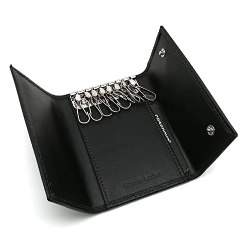 Llavero de Cuero 8 llaves para hombre o mujer | Piel de Ubrique | Hecho a Mano en España | 10002 Negro