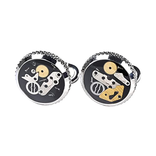 モンアート MONART カフス メンズ カフリンクス カフスボタン ギア(歯車) シルバー ブラック SPK/D A Made in Italy [並行輸入品]
