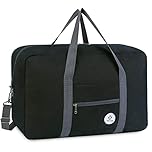 Narwey for Easyjet Large Cabin Bag 56x45x25 Foldable Travel Duffel Bag Holdall Tote Carry on Luggage Overnight for Women and Men 40L (Thick Series Black)