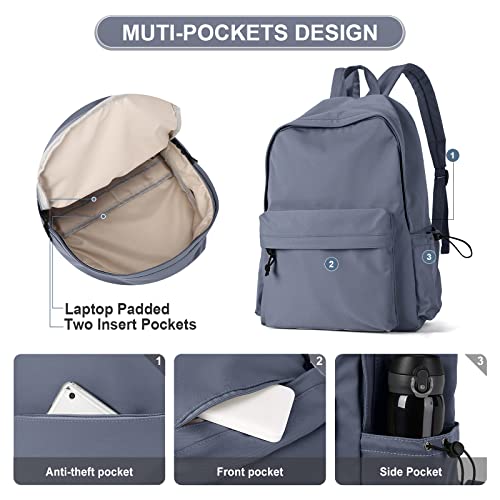 Image of School Backpack for Girls Water Resistant High School Book Bag Simple Backpack for Teens Boys Girls, Lightweight Simple Middle School Back Pack Daypack