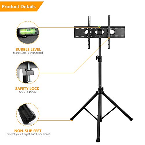 image for 5Rcom TV Stand Folding Tripod Floor Portable TV Stand Height Adjustabl