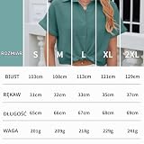 Koszula Damska Elegancka Z Krótkim Rękawem Bluzka Kobieta Letnia Bluzka, Zielony, XXL