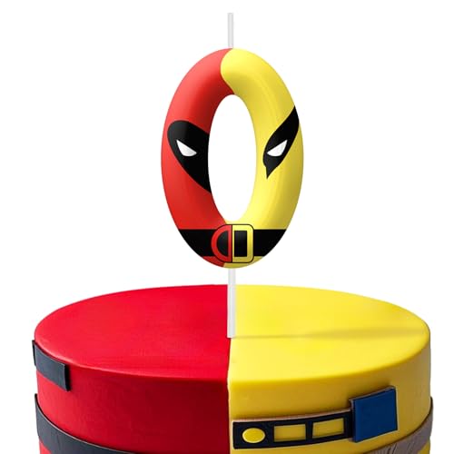 Red Yellow Cartoon Themed Birthday Candles, Number 0 Candle Birthday Party Supplies, 2.4 inch Birthday Candles for Cake Topper Decorations, Birthday Decorations for Boys and Girls (Number 0)