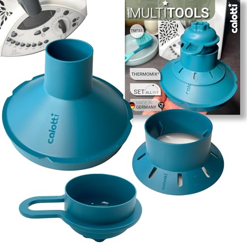 Calotti® Multitools para Thermomix TM31 - embudo, reductor de espacio para mezclar, chimenea de vapor, protección contra salpicaduras, flor de masa, tapa, porcionador, cortador de galletas