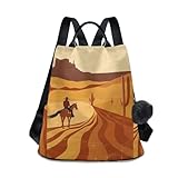 Yoogain Desert - Mochila de moda retro para hombre, mochila casual para mujer, ligera para viajes, trabajo, uso diario con llavero de pompón