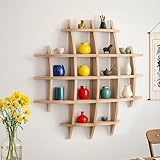 Zansens Wall Mug Holder,Wooden Mug Display Shelf,Wall Mounted Coffee Cup Holder,Elegant Walls Mounted Teapot Display,Walls Decorative Tea Set Rack Storage for Kitchen Living Room Office(27.6×27.6”)
