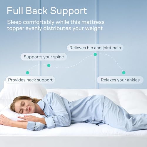 Niagara Sleep Solution Cloud-Like King Non-Slip Mattress Topper - 100% Cotton Top Mattress Pad for Back Pain Relief - Extra-Grip, Breathable & Naturally Cooling for Hot Sleepers, White by Niagara Sleep Solution - Image 4