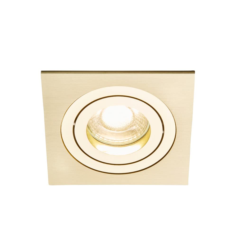 LITECRAFT Evra Recessed Downlight Square Tiltable Ceiling Spotlight - (1 Light, Brass)