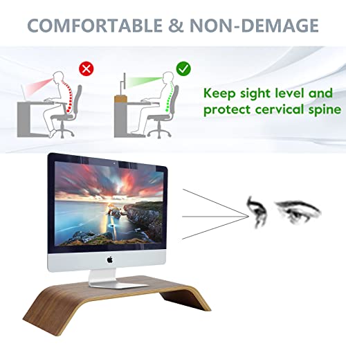 Samdi Wooden Computer Monitor Stand Save Space Desktop Riser For Computers Lcd Monitors Laptop Pc Imac Notebook Apple Macbook(Black Walnut) #TOP2