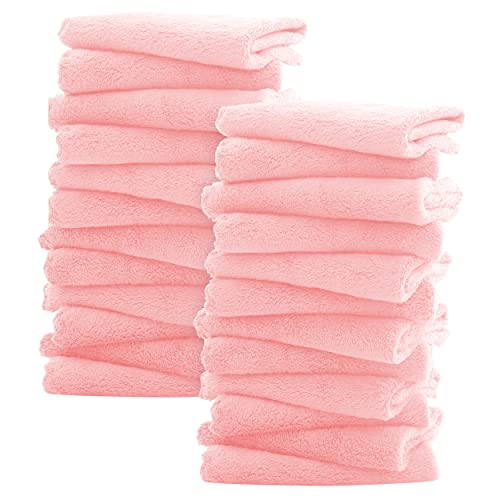 Image of Sunny zzzZZ Ultra Soft 24 Pack Baby Washcloths - 10x10 Inches - Coral Fleece Extra Absorbent Wash Clothes for Babies, Infants and Toddlers - Sensitive Skin and Newborn - Ideal Baby - Pink
