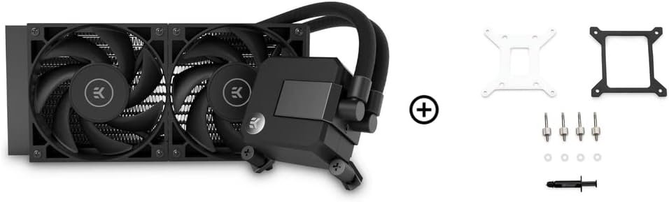EK AIO Basic 240mm All-in-One Liquid CPU Cooler with EK-Vardar High-Performance PMW Fans, Water Cooling Computer Parts, 120mm Fan, Intel 115X/1200/2066, AMD AM4