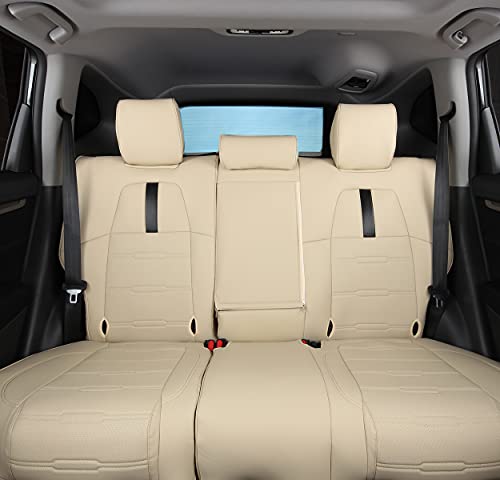 Luluda Custom Fit Crv Car Seat Covers Fit For Honda Crv 2015 2016 2017 2018 2019 2020 2021 2022 With Waterproof Faux Leather(Full Set) (2017-2023 Crv, Beige) #TOP2