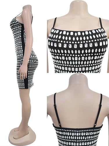 Image of Figdaw Adjustable Straps Rhinestone Bodycon Dress for Women Special Occasions