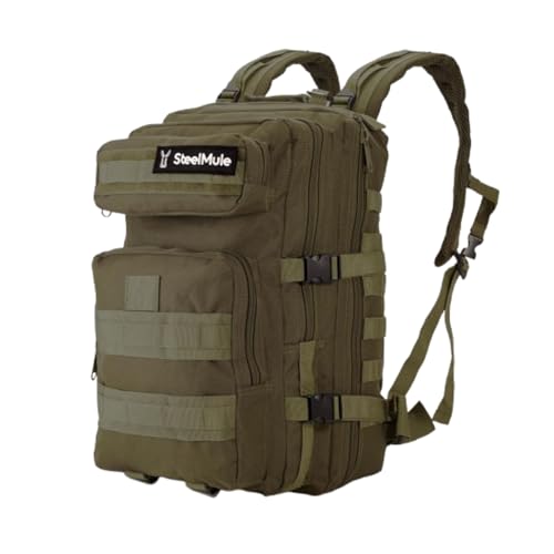 SteelMule 38L Mochila Táctica Militar Emergencia 3Días - MOLLE, Mochila Grande, Gran Capacidad, Impermeable - Mochila Senderismo, Deporte al Aire Libre, Caza, Mochila Crossfit con Parches, Gimnasio