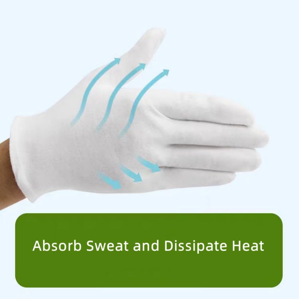 ANNI STAR White Cotton Gloves,Premium Cotton Gloves,Hand Gloves Moisturizing Overnight,White Gloves for Women & Men