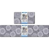 LuxStep Kitchen Mat Cushioned Rugs Anti-Fatigue Mats for Kitchen Floor,Waterproof Non-Slip Mats and Rugs Set for Office,Floor,Laundry 17.3"×30"+17.3"×70",Grey