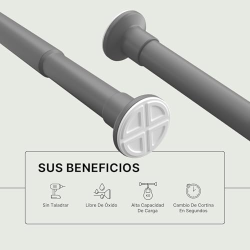Shower Poles Extendable No Drill, No Rust, Heavy Duty Adjustable Curtain Rod, Tension Curtain Rail for Curtains Bathroom - Image 4