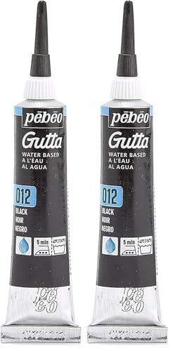 PEBEO – Gutta Setasilk - Peinture sur soie – Gutta à l’eau 20ml – Pour la réalisation de sertis – Noir (Lot de 2)
