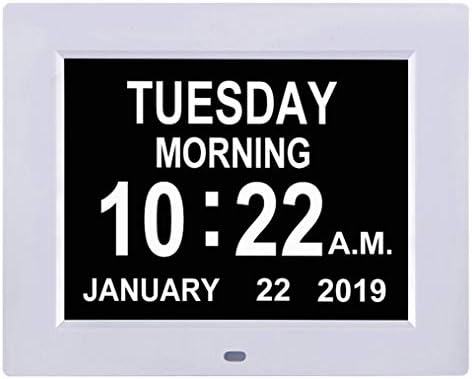 TMC [Newest Version Digital Day Calendar Clock -Extra Large Date Day Time of Week Clock with 12 Alarm Options for Seniors, Elderly, Dementia, Alzheimer (8-inch)
