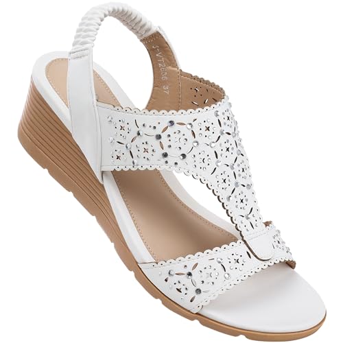 SWQZVT Wedge Sandals Women Dressy: Summer Low Wedges Comfort Sandal - Comfortable Strappy Casual Womens Sandals