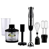 iBELL HB1000J 5-in-1 Hand Blender with 1000W Motor, Adjustable Speed Control, Multi-Purpose Hand Mixer featuring Whisk, Beater, Immersion Blender, Vegetable Chopper, and 600ml Container (Black)