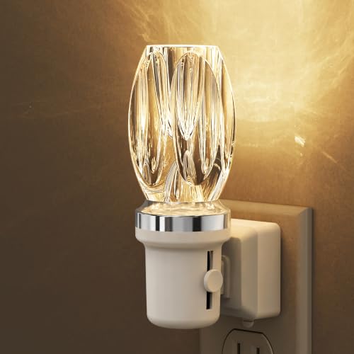 Image of L LOHAS LED Night Light, Dimmable Night Lights Plug into Wall, Light Sensor | Automatic Nightlights Plug in, 3000K LED Nightlight, Crystal Acrylic Decorative, Hallway Bedroom Bathroom[White Base,1 Pack]