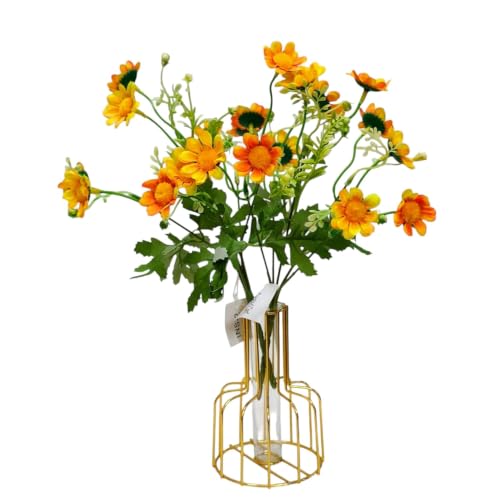 Image of CURATED CART Artificial Daisy Flowers - 1 Bunch of Small Flowers, 30 cm Tall with 10 Flower Heads per Stem - UV Resistant Plastic Plants for Indoor & Outdoor Use - Home, Garden (No Vase)